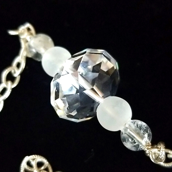 Vintage .925 Sterling Silver Faceted Crystal Long Beaded Necklace - Picture 11 of 16